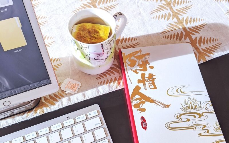 Updated photo of turmeric tea and my Untamed writing journal